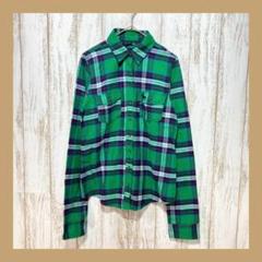 美品★Abercrombie & Fitch◆長袖チェックシャツ（S)　グリーン