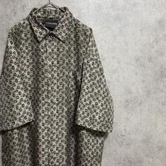 90s vintage 半袖　柄シャツ　メンズM シルク　古着　個性派