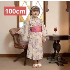 リセマイン ベージュ 花柄 すぽっと着れるワンピース浴衣 100cm