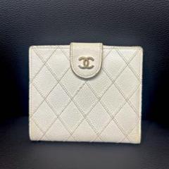 訳あり】CHANEL ココマーク キャビアスキン マトラッセ 二つ折り