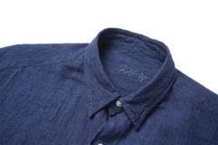 Porter Classic ロールアップリネンストライプシャツ　ネイビー XL