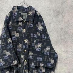90S vintage 半袖　柄シャツ　メンズXL 古着　個性派　奇抜