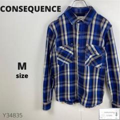 美品 CONSEQUENCE ネルシャツ 長袖 インド製 チェック柄 M