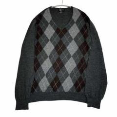 バナナリパブリック ウール アーガイル柄 総柄 ニットセーター Vネックx98