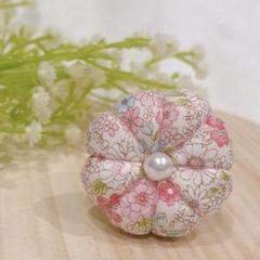 フラワーピンクッション 針山 ハンドメイド 花柄（ピンク）