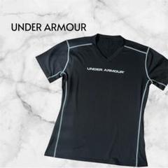 【アンダーアーマー】黒 Vネック Tシャツ メンズ MD スポーツウェア