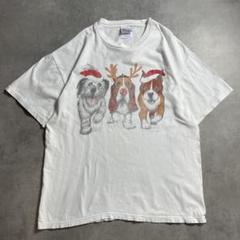 90s USA製 犬 イヌ アニマル クリスマス vintage T-shirt