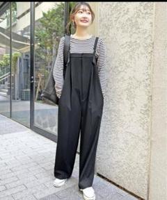 未使用 Spick and Span ストライプベアオールインワン 38 Spick & Span】ストライプベアオールインワン