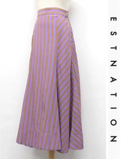 D526/ESTNATION ロングフレアスカート ストライプ 36 紫