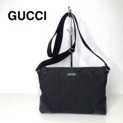 【GUCCI 】ショルダーバッグ　斜め掛け　GGキャンバス×レザー　ブラックのサムネイル
