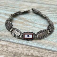 米軍実物 SWEETHEART JEWELRY USNチャーム 40s USN スウィートハートジュエリー ハートブレスレット 蛇腹