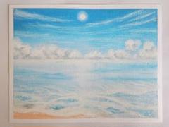 海の絵　パステル画　海アート　風景画　絵画　アート　癒し　イラスト　夏　青　海のサムネイル