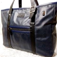 タグ付✨希少　森野帆布　2way　A4可　ショルダーバッグ　レザー　斜め掛け　紺 森野帆布 口折れショルダーバッグ