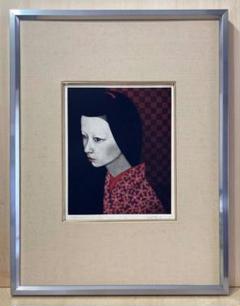 斎藤カオル「作品 Ⅱ 」額装●銅版画作 限定 直筆サイン モダンな女性の銅版画● 斎藤カオル「作品 Ⅱ 」額装○銅版画作 限定 直筆サイン モダン
