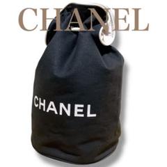 CHANELシャネル ノベルティ 肩掛け巾着ショルダーバッグ ブラック ホワイト シャネル ノベルティ 肩掛け可 巾着ショルダーバッグ ブラック