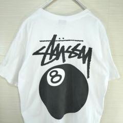 ステューシー　Tシャツ　エイトボール　バックプリント　メキシコ製　ホワイト