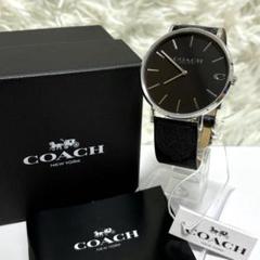 未使用 コーチ COACH ☆ レザー クオーツ 腕時計 アナログ ブラック コーチ COACH チャールズ メンズ 時計 14602149 クォーツ