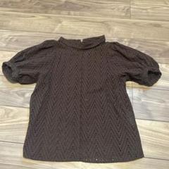 イネド 定価2,3万円 総刺繍のブラウス はブラウン パフスリーブ