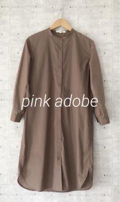 pink adobe ピンクアドベ ☆ バンドカラーシャツワンピース 羽織 長袖