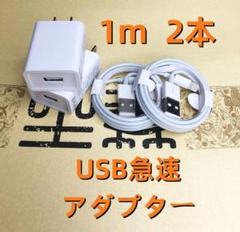 2個 USB充電器 1m2本 ライトニングケーブル ケーブル 充電ケ [4o88