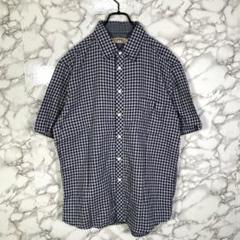 KANSAI JEANS　（LL）　ギンガムチェック半袖シャツ　ネイビー系