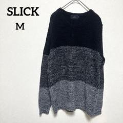 スリック/SLICK グラデーションニット　M メンズ　ブラック　グレー
