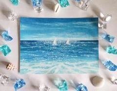 海の絵　世界で１枚　風景画　パステル画　絵画　癒し　ヒーリング　アート カラフルのサムネイル