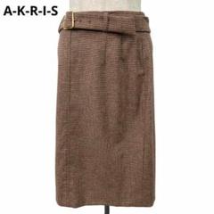 【a776】A-K-R-I-S- アクリス ウール ひざ丈 スカート M 総柄 a776】A-K-R-I-S- アクリス ウール ひざ丈 スカート M 総柄