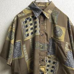 古着 レトロ シャツ 柄シャツ ガラシャツ 総柄 デザインシャツ 半袖
