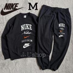 新品 ブラック NIKE クラブ トレーナー ジョガーパンツ オレンジ 上下M