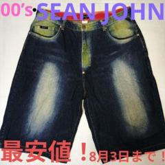 【希少・00’s・y2k】SeanJohn ペイント加工デニムハーフパンツ 36