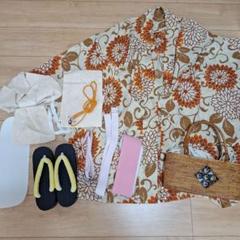 値下げ！浴衣セット　花柄浴衣・帯・下駄・鞄・肌着セット