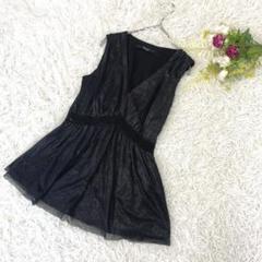 【ゲスGUESS】黒　ノースリーブチュニック　ラメ入りＶネック　Mサイズ