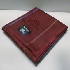 訳あり　BURBERRY　チェック柄　ハンカチ　バーガンディ　ワイン　匿名配送