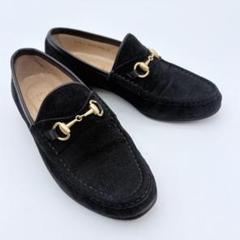 美品　GUCCI ホースビットローファー　スエード　ブラック　ゴールド金具