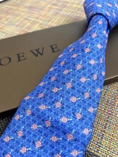 ✨未使用✨ロエベ LOEWE ネクタイ アナグラム×コマ　タグ＆箱付き　ブルー系