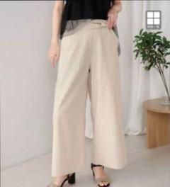 ブージュルード ウエストベルトリネンワイドパンツ