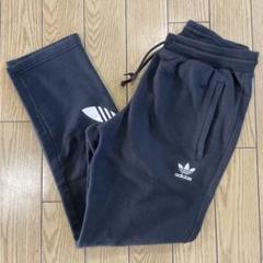 adidas スウェットパンツ プリントロゴ 古着 黒 XLサイズ
