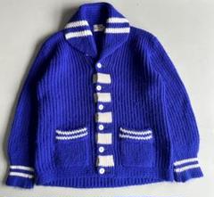 30s USA ヴィンテージ ショールカラー ヘチマ カーディガン ウール レア 30s〜 Vintage Cardigan ショールカラー カーディガン ネイビー