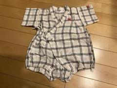 ベビー甚平 70cm 白と黒のチェック柄