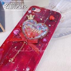 名前入れ♡3Dハート✨キラキラ✨リボンチャーム付き⭐︎クラウン⭐︎金箔♡iPhone 名前入れ♡3Dハート✨キラキラ✨リボンチャーム付き⭐︎クラウン