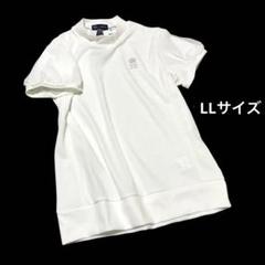 新品23区ゴルフ LLサイズ シフォン チュール袖 モックネックプルオーバー