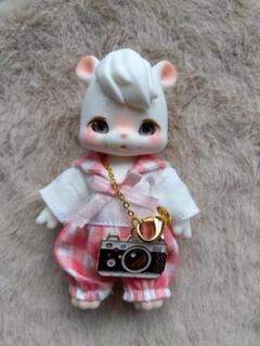 白×ピンク ベビーワンピースセット cocoriang kumukuku 白×ピンクのレトロドット ロンパースセット cocoriang kumukuku