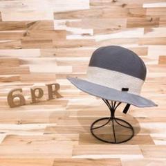 美品【マニエラ】プレート バッチ ロゴハット軽量 夏 L グレー×アイボリー