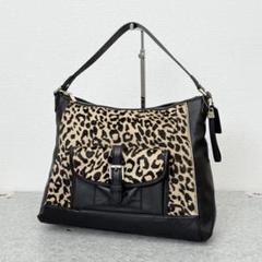 美品 コーチ ショルダーバッグ パッチワーク レザー ハラコ スウェード 茶 美品 コーチ ショルダーバッグ パッチワーク レザー ハラコ