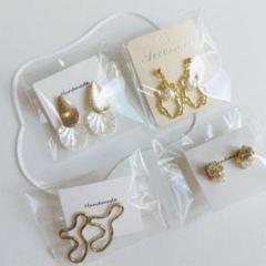 【4点セット】ハンドメイド ゴールド デザインポスト ピアス お得まとめ売り
