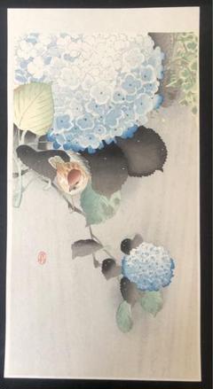 小原古邨「桜に孔雀」本物木版画 ビンテージプリント 木の枝に二羽の孔雀 小原古邨 | アートと
