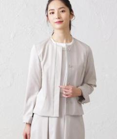極美品AMACA シルクコットンブレンドノーカラージャケット38