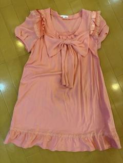 tobechicネイビーフリル袖リボンチュニック★size42★ ドットパールスリーブ チュニック（Tシャツ/カットソー）｜TO BE