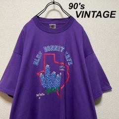 90s ヴィンテージ フラワープリントTシャツ ブルーボネット 綿ポリ50%